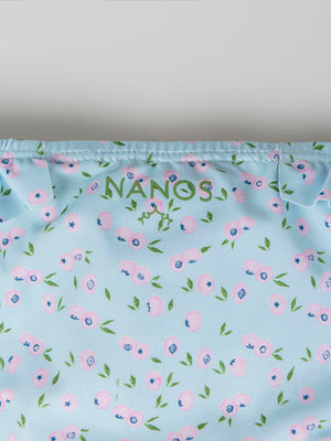 Bikini con frunces estampado arándanos azul claro