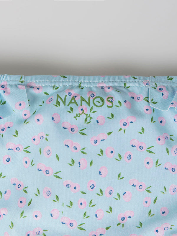 Bikini con frunces estampado arándanos azul claro