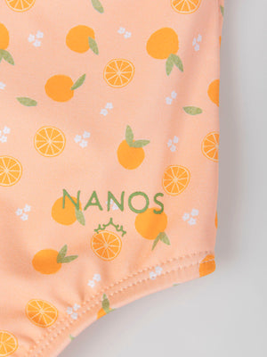 Bañador con tirantes estampado mandarinas naranja claro