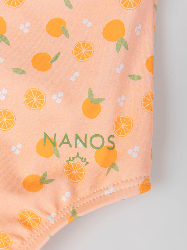 Bañador con tirantes estampado mandarinas naranja claro