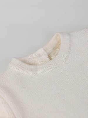 RIBBED CREAM STRUCTURED KNITTED JERSEY
