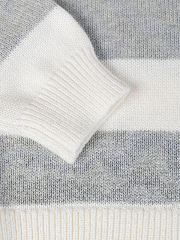 LIGHT GREY TWO-TONE STRIPED KNITTED JERSEY