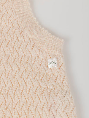 PEACH OPENWORK KNITTED ROMPER
