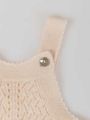 PEACH OPENWORK KNITTED ROMPER