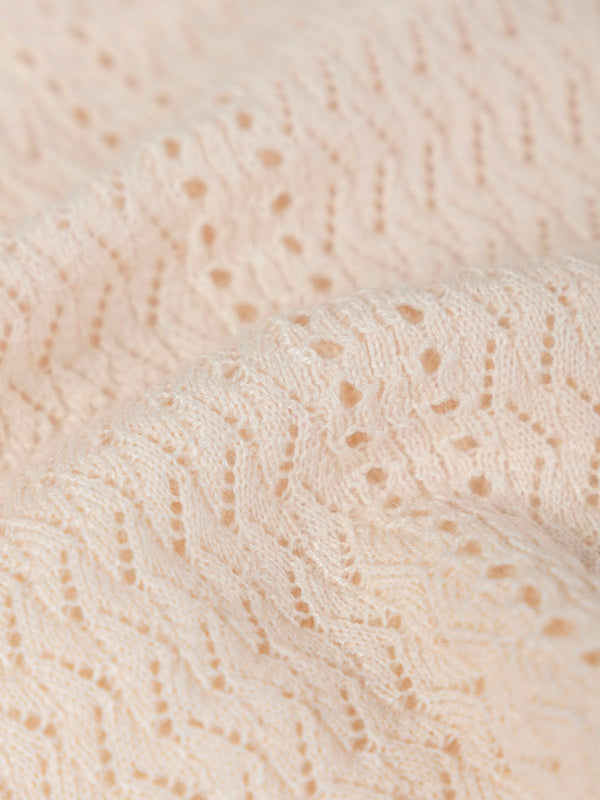 PEACH OPENWORK KNITTED ROMPER