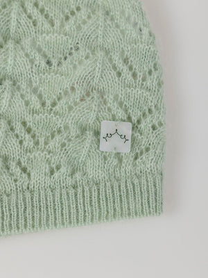 LIGHT GREEN OPENWORK KNITTED ROMPER