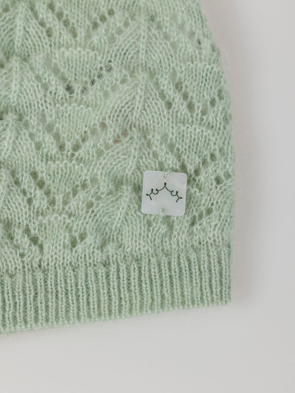 LIGHT GREEN OPENWORK KNITTED ROMPER