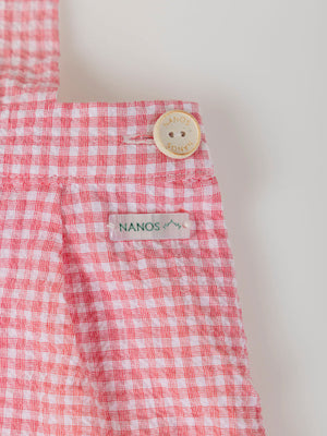 STRAWBERRY CHECK SEERSUCKER STRAPS ROMPER