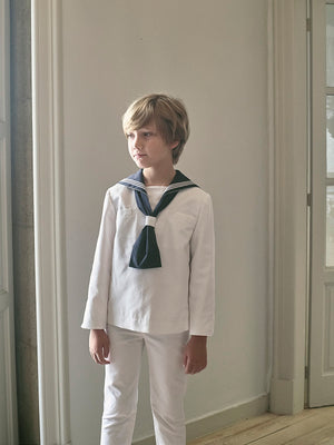 Traje de comunión marinero gabardina blanco puro