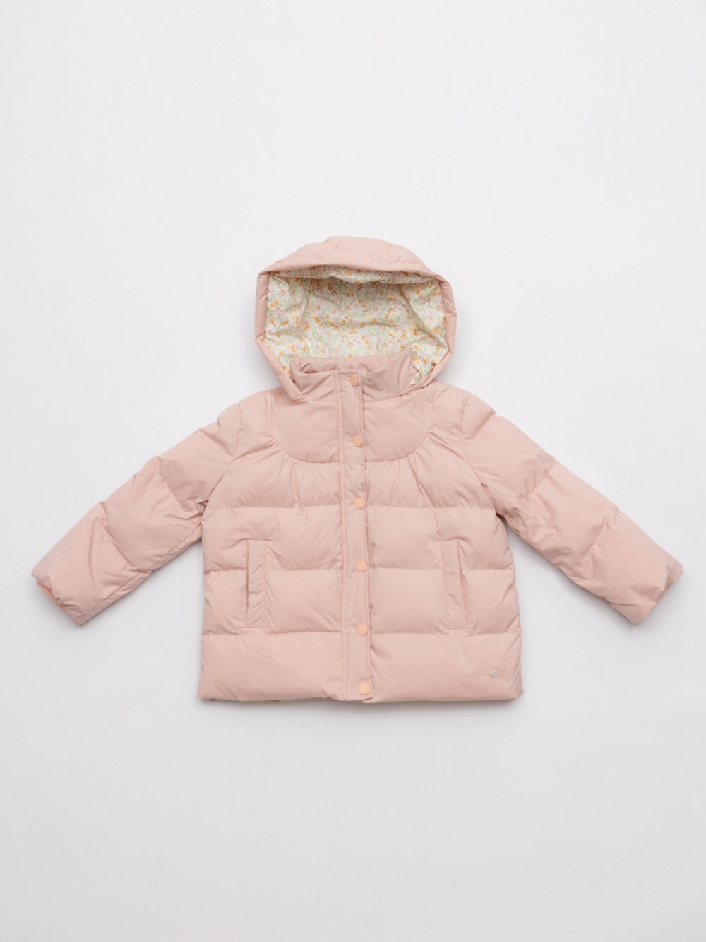 PLUMÍFERO FORRO FLORES ROSA PALO