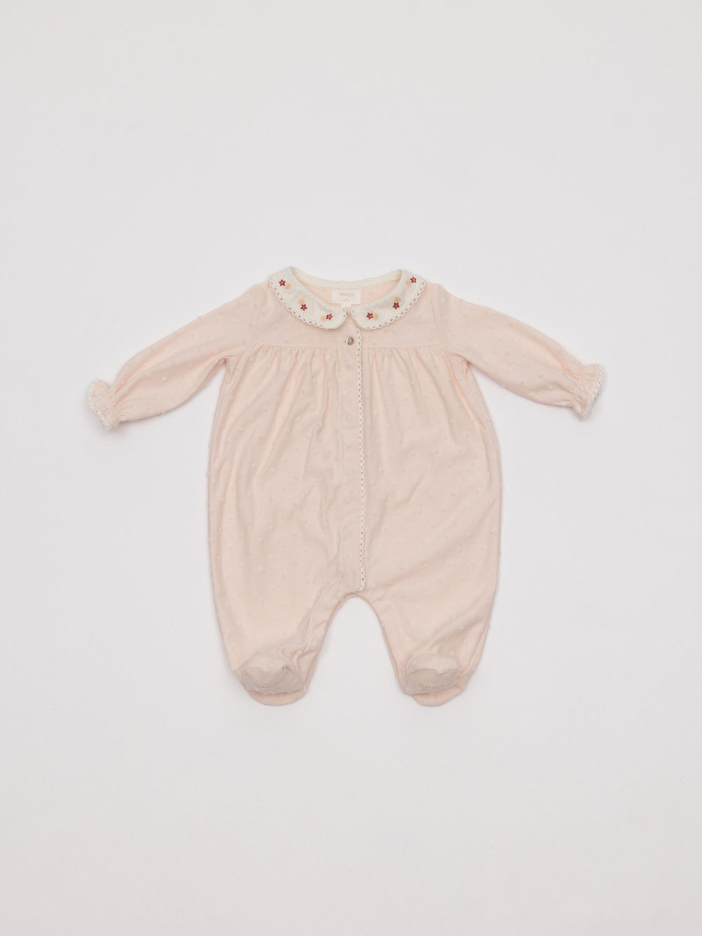 PIJAMA PLUMETI CIRCULAR CUELLO BORDADO ROSA