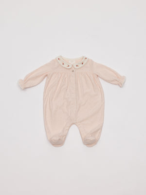 PIJAMA PLUMETI CIRCULAR CUELLO BORDADO ROSA