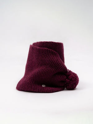 BUFANDA LINKS POMPONES GRANATE