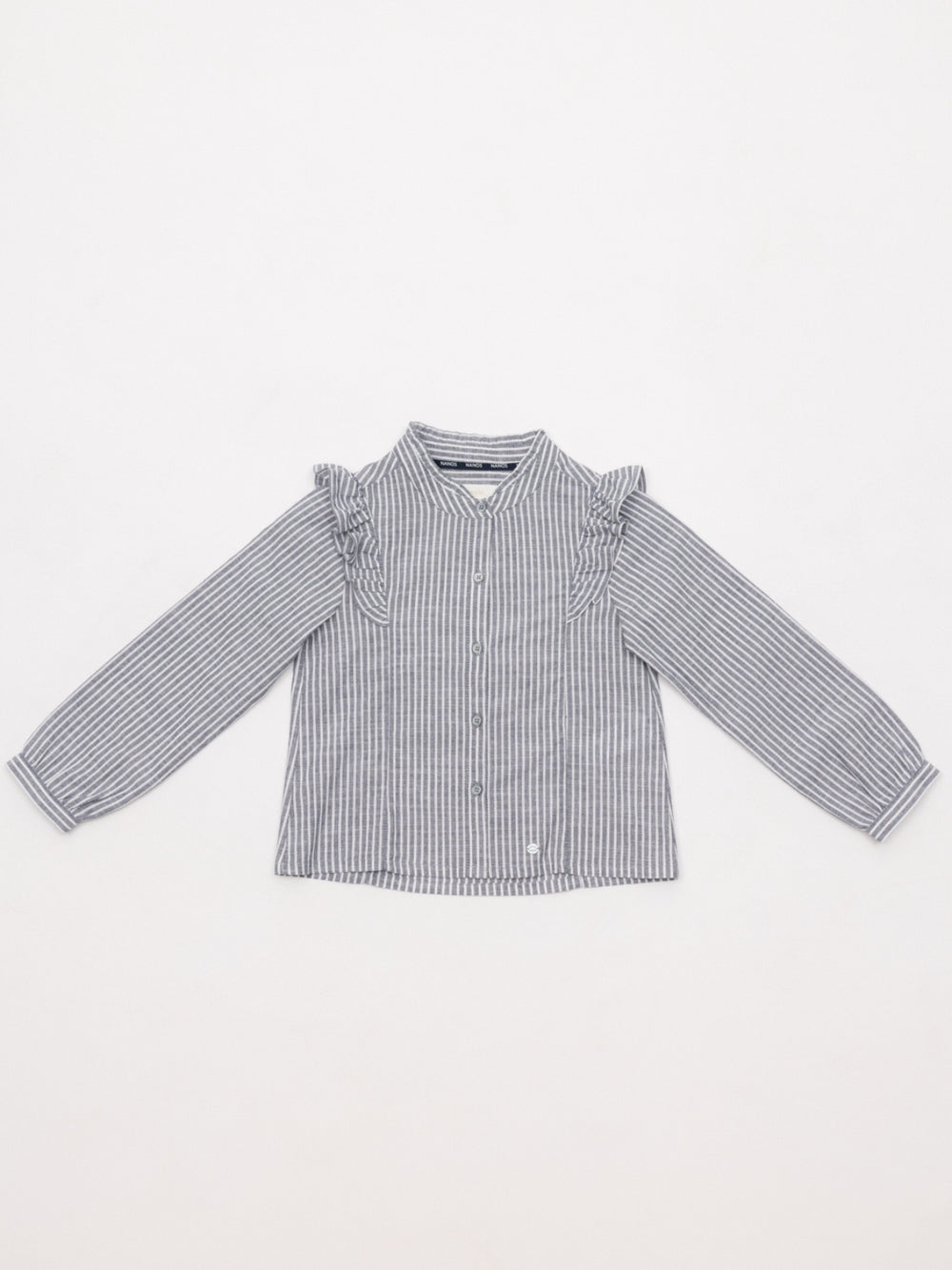 CAMISA POPELÍN RAYAS VOLANTES AZUL