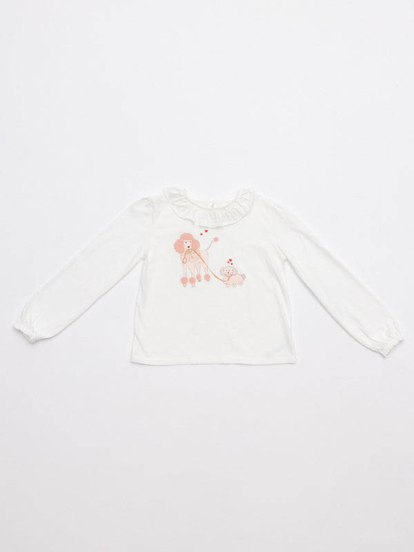 CAMISETA CUELLO VOLANTE PERRITAS NATA