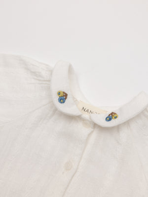 CAMISA ESTRUCTURA BORDADO BLANCO ROTO