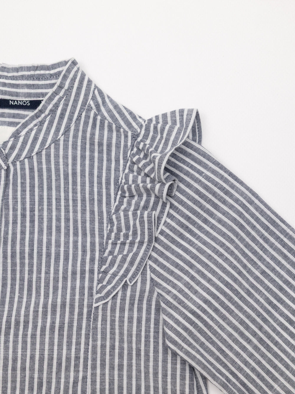 CAMISA POPELÍN RAYAS VOLANTES AZUL