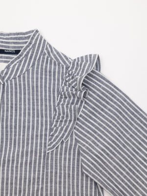 CAMISA POPELÍN RAYAS VOLANTES AZUL