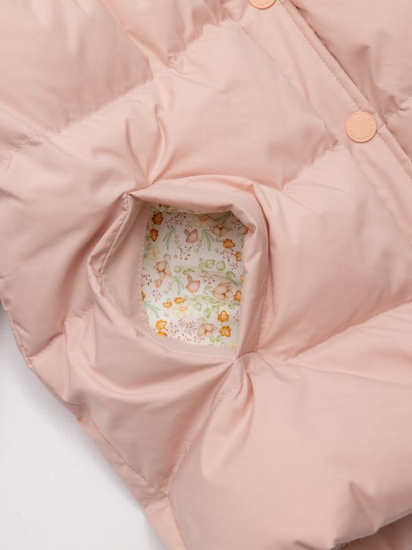 PLUMÍFERO FORRO FLORES ROSA PALO