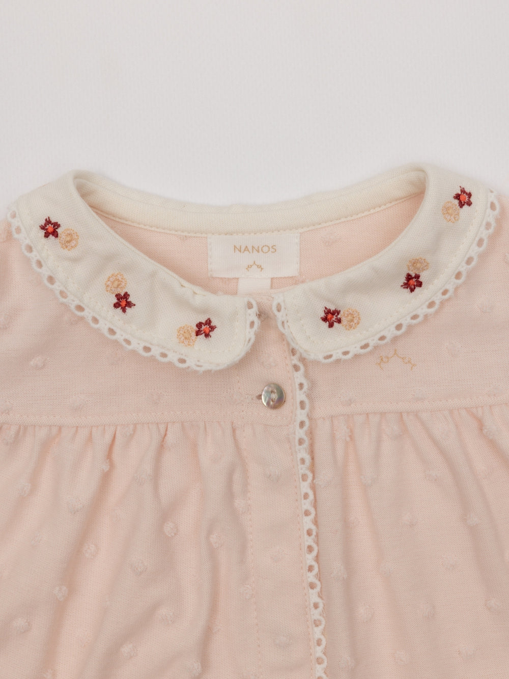 PIJAMA PLUMETI CIRCULAR CUELLO BORDADO ROSA