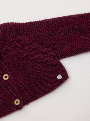 CHAQUETA DE PUNTO ESPALDA OCHOS Y LINKS GRANATE