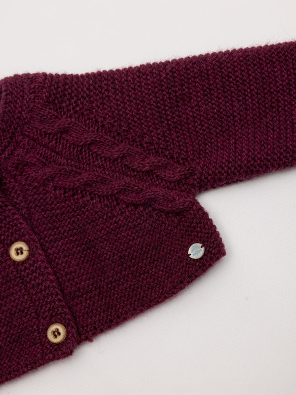 CHAQUETA DE PUNTO ESPALDA OCHOS Y LINKS GRANATE