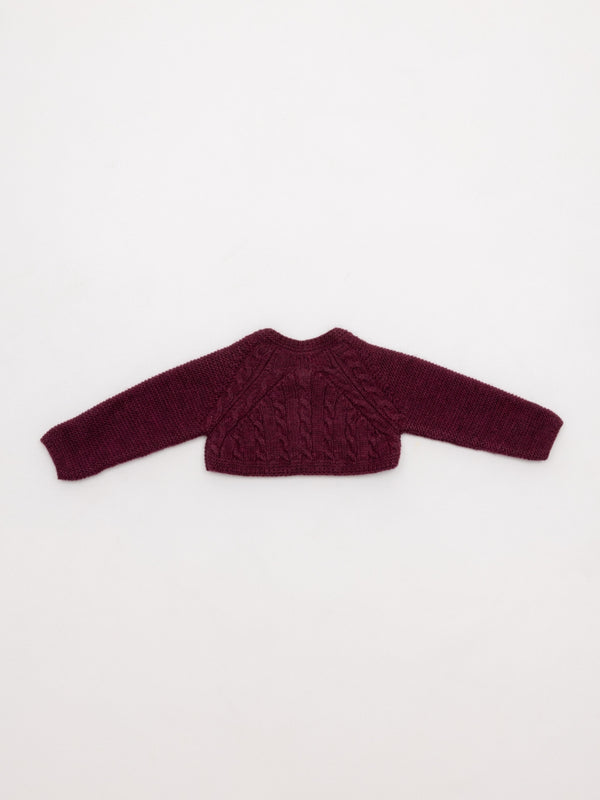 CHAQUETA DE PUNTO ESPALDA OCHOS Y LINKS GRANATE