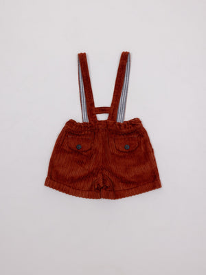 PANTALÓN CORTO CON TIRANTES PANA NARANJA OSCURO