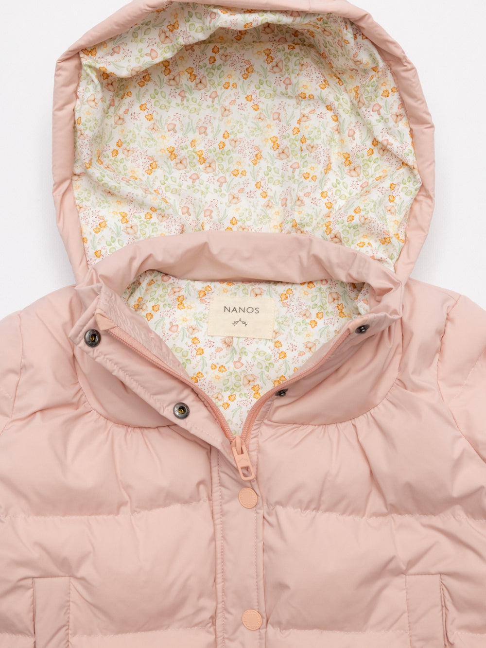 PLUMÍFERO FORRO FLORES ROSA PALO