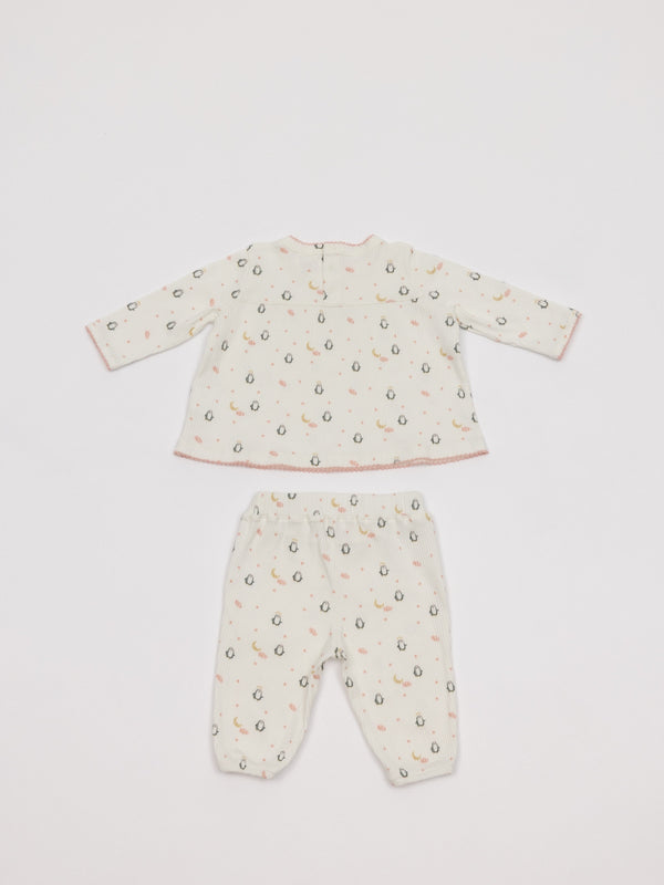PIJAMA DOS PIEZAS PINGÜINA NATA