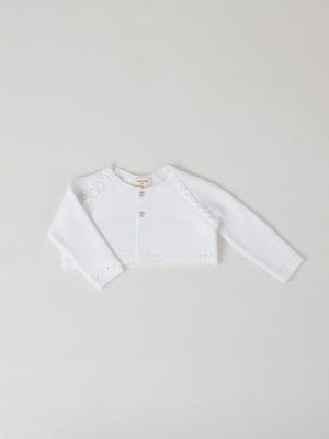 PURE WHITE BUTTONED KNITTED JACKET