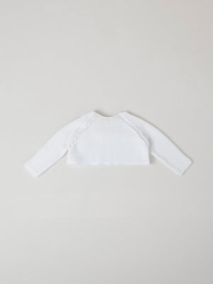 PURE WHITE BUTTONED KNITTED JACKET