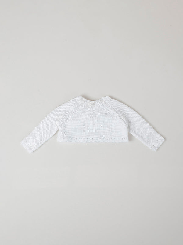 PURE WHITE BUTTONED KNITTED JACKET