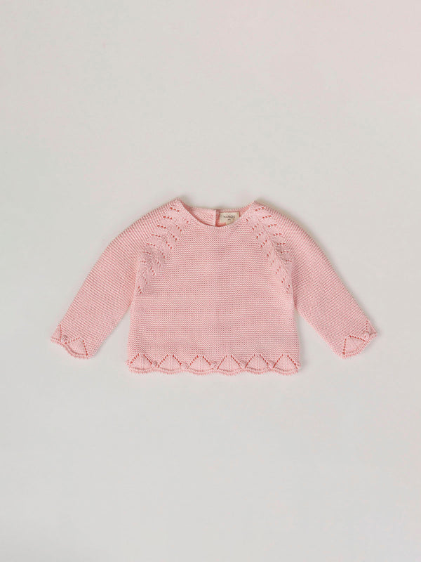 CHAQUETA DE PUNTO ROSA BEBÉ