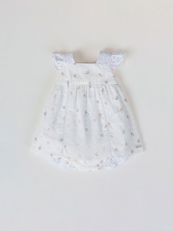 MINI CON BRAGUITA PLUMETI ESTAMPADO MACETA NATA