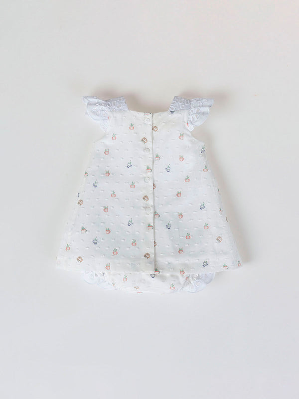 MINI CON BRAGUITA PLUMETI ESTAMPADO MACETA NATA