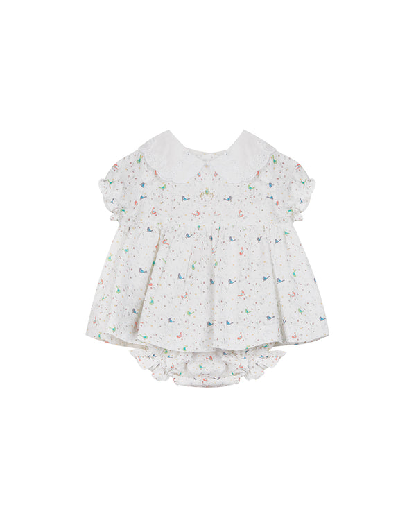 MINI PRINT MAXI CREAM NECK