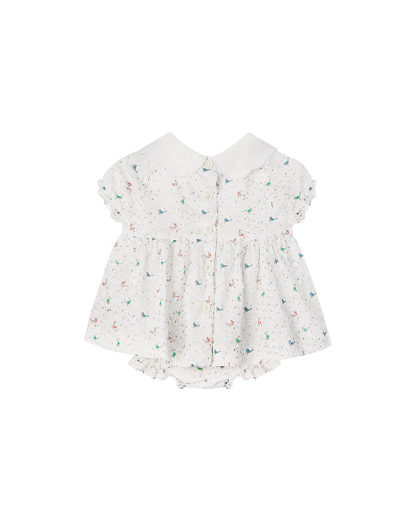 MINI PRINT MAXI CREAM NECK