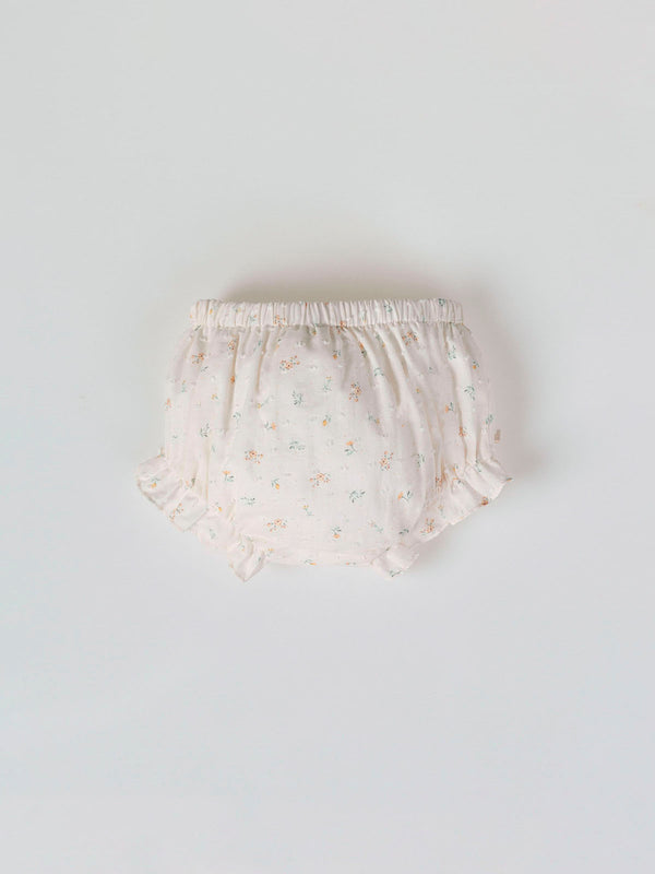 MINI CON BRAGUITA DE PLUMETTI ESTAMPADO MELOCOTONES BLANCO ROTO