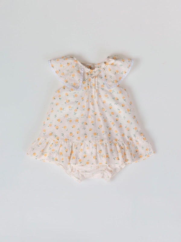 MINI CON BRAGUITA DE PLUMETTI ESTAMPADO MELOCOTONES BLANCO ROTO