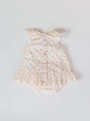 MINI CON BRAGUITA DE PLUMETTI ESTAMPADO MELOCOTONES BLANCO ROTO