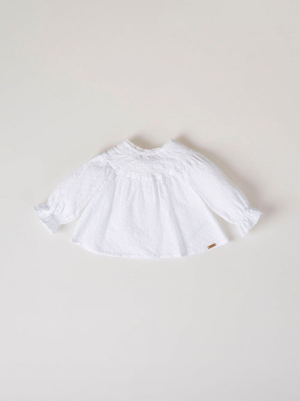 BLUSA LISA BORDADA BLANCO PURO