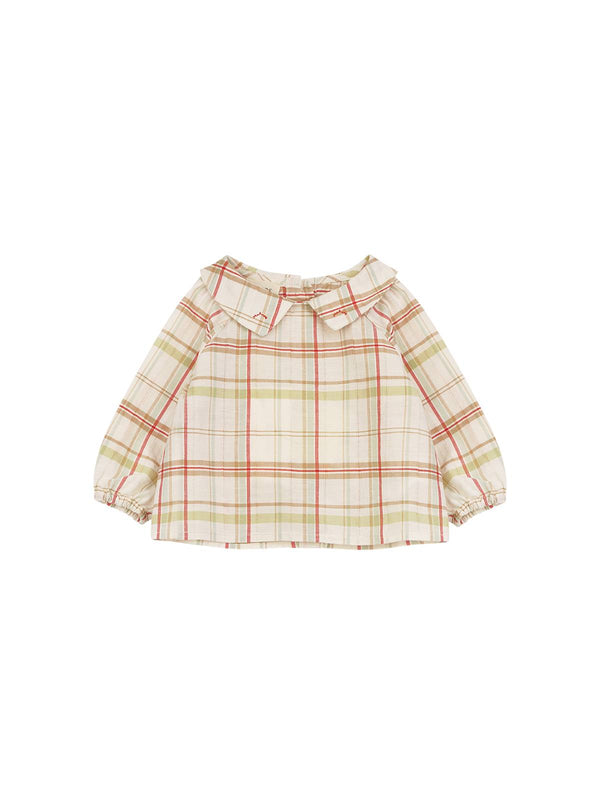 BLUSA LINO ALGODÓN CUADROS VERDE CLARO