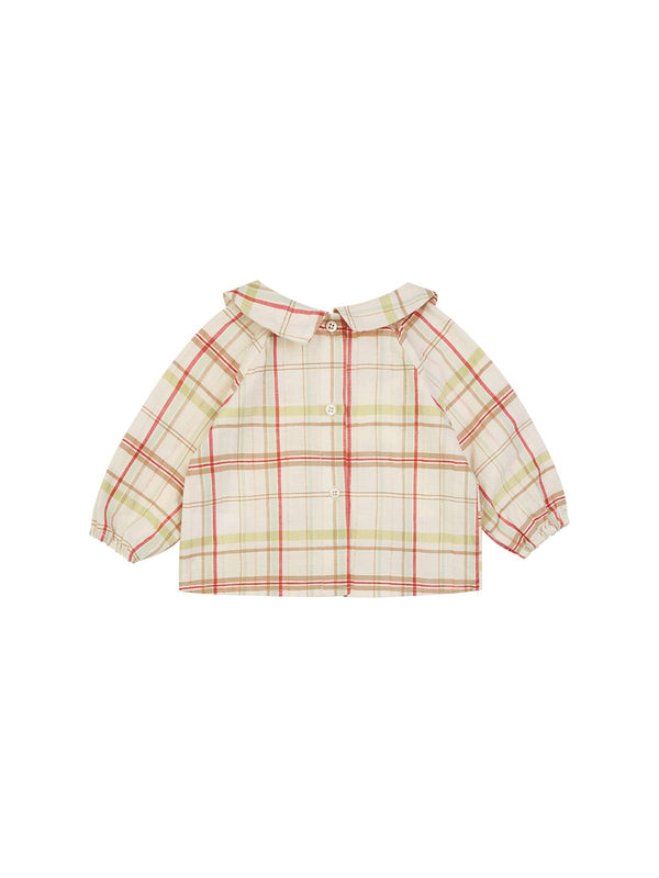 BLUSA LINO ALGODÓN CUADROS VERDE CLARO