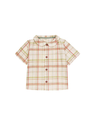 CAMISA LINO ALGODÓN CUADROS VERDE CLARO