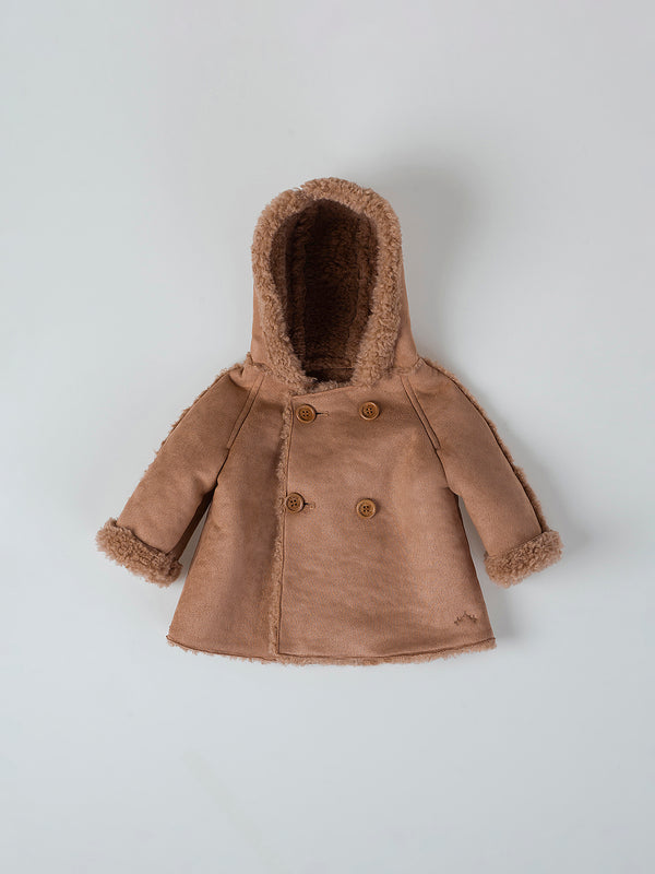 DOUBLE-SIDED CARAMEL DOUBLE-SIDED DRAWSTRING COAT