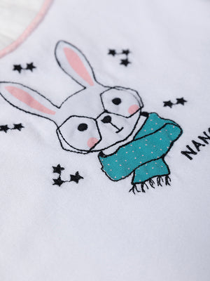 CAMISETA COMBINADA ESTAMPADO RABBIT BLANCO PURO