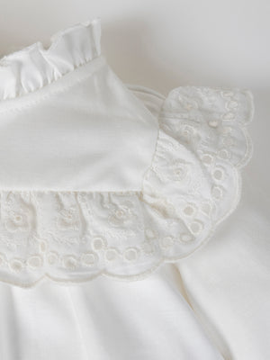 OFF-WHITE LACE RUFFLE BLOUSE