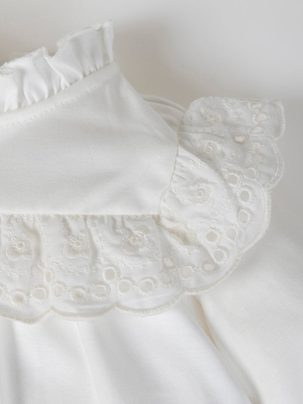 OFF-WHITE LACE RUFFLE BLOUSE