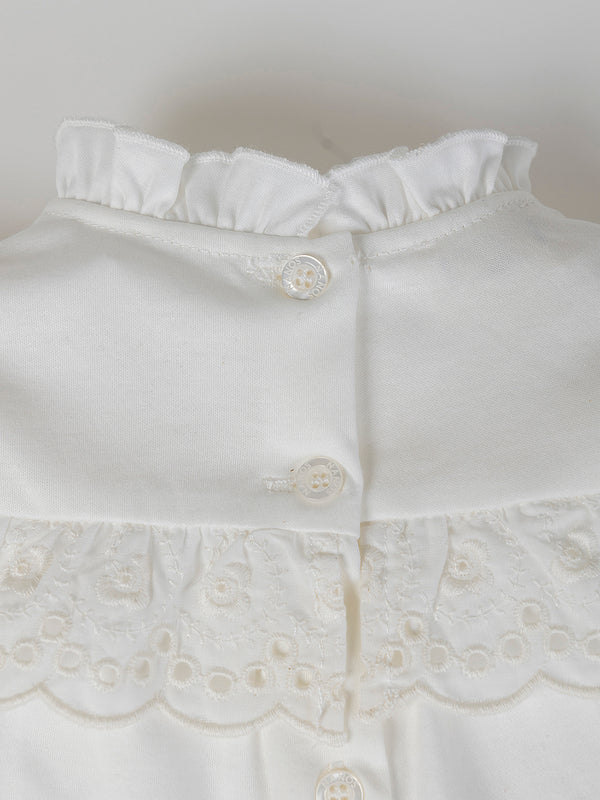OFF-WHITE LACE RUFFLE BLOUSE